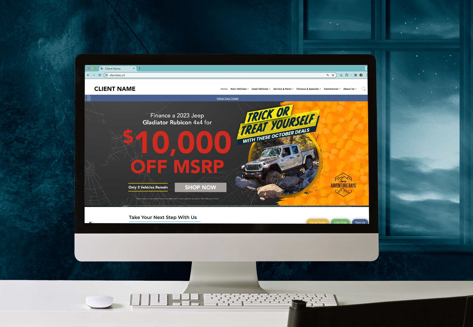Desktop Slide with a halloween theme advertising vehicle specials
