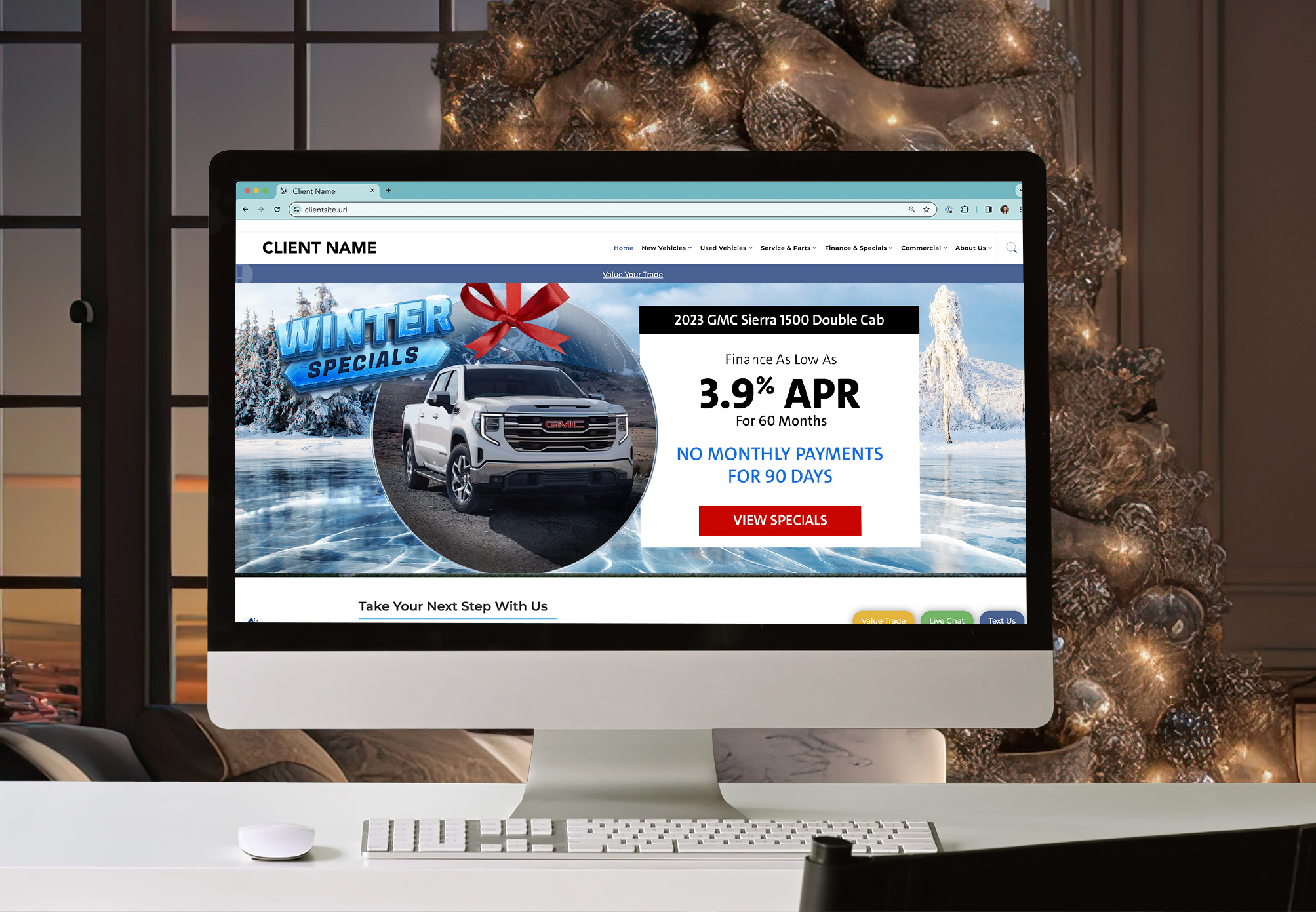 Desktop Slide with a winter theme advertising vehicle specials